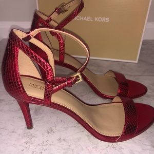 Michael Kors Simone Mid Sandal Metallic Red